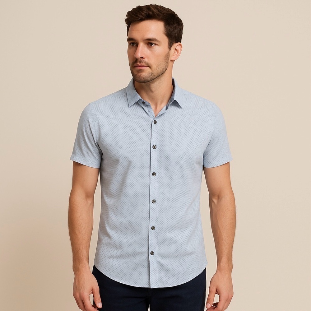Ted Baker Light Blue Casual Button Down Shirt Geometric Print Size 3